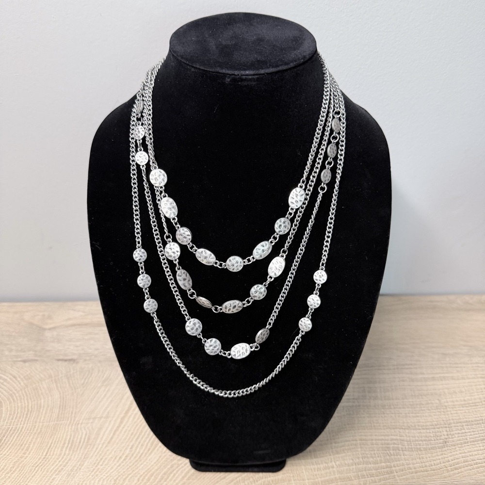 Layered Chain Necklace Y2K Grunge Glam Retro Runway Statement Jewelry Silvertone